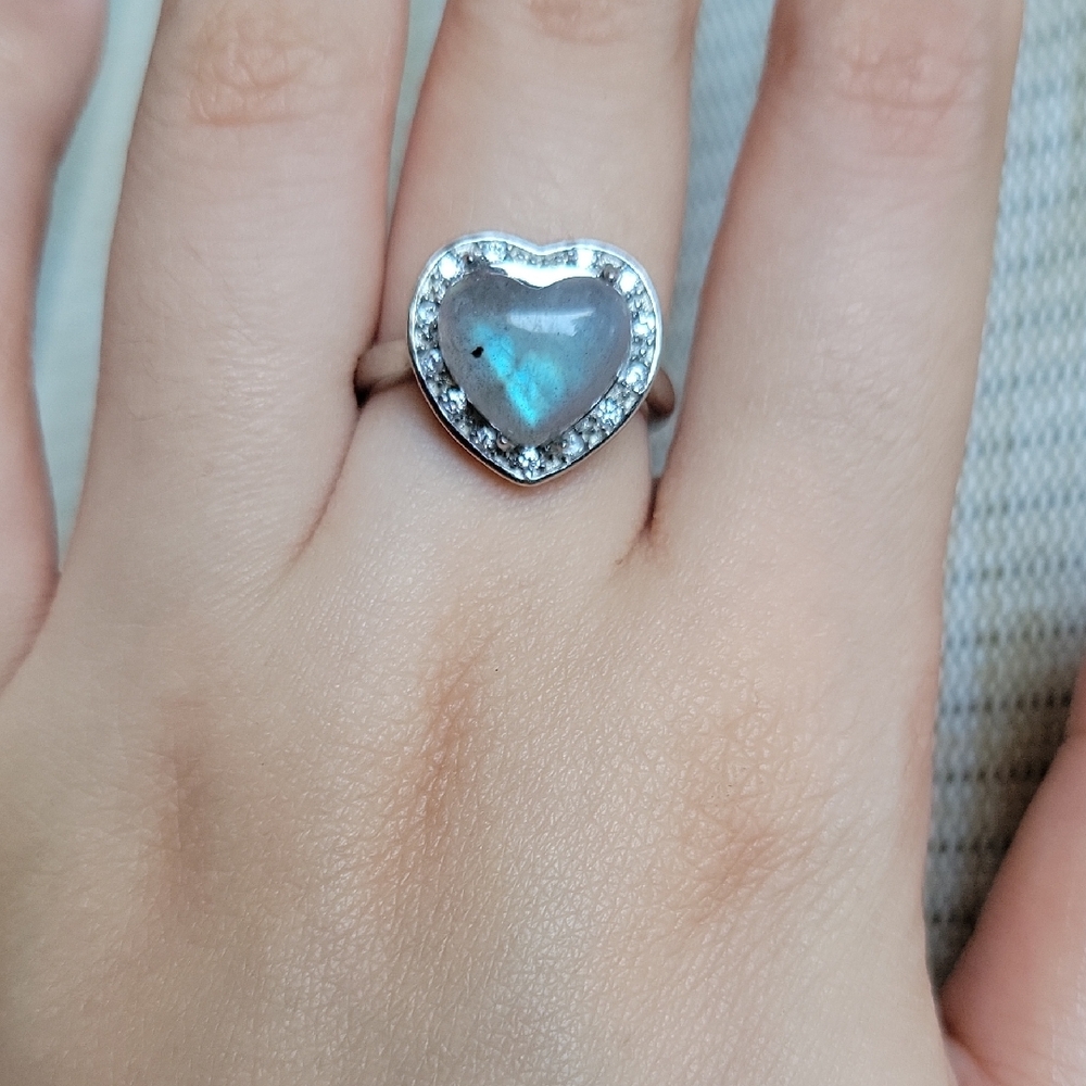 Heart Labradorite Ring sz6.5 - adjustable